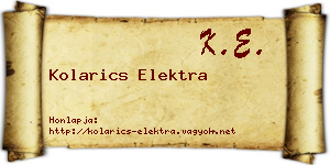 Kolarics Elektra névjegykártya